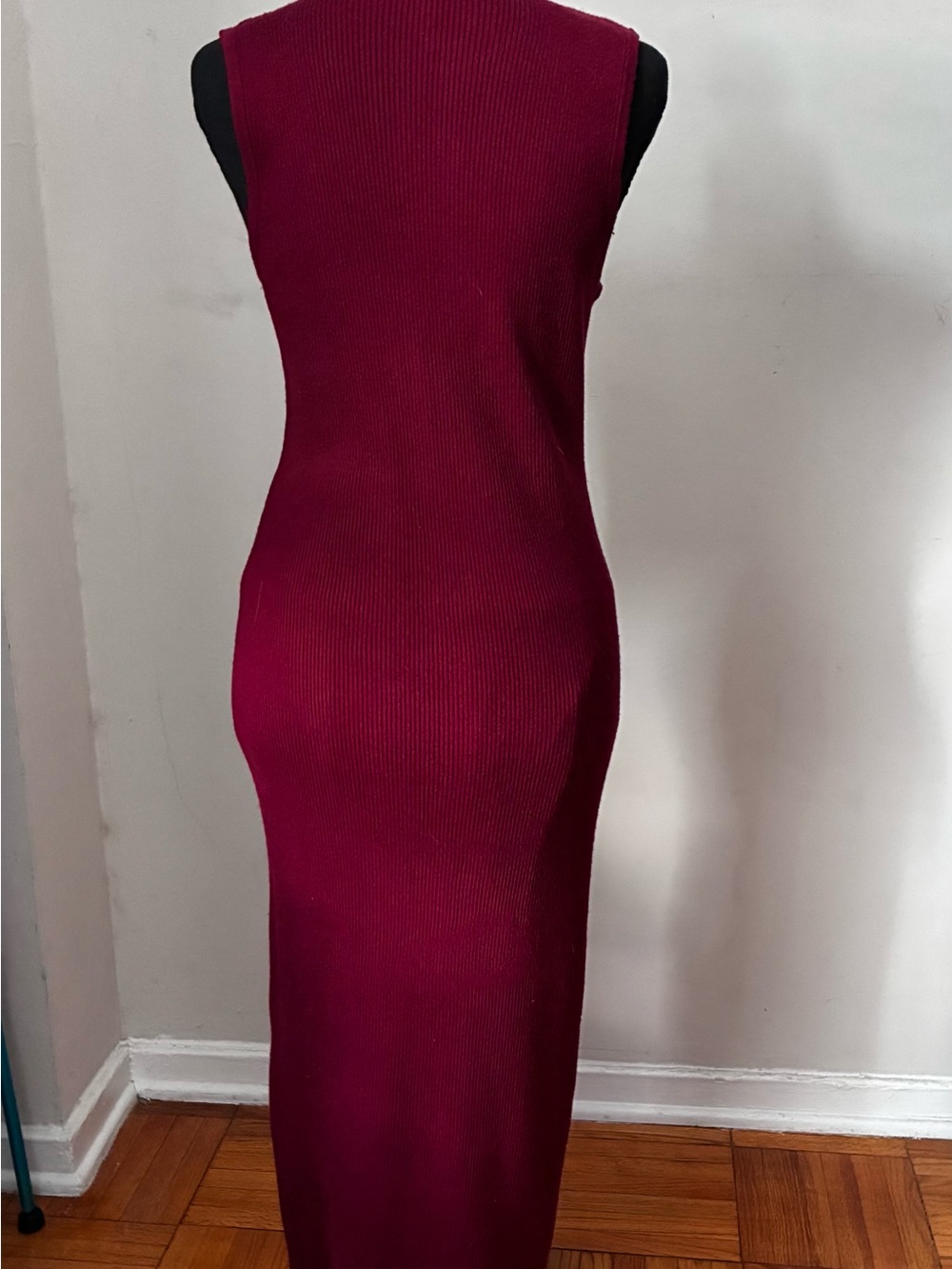 Bar III Wine Ribbed Maxi Dress with Front Zip - Picture 2 of 5